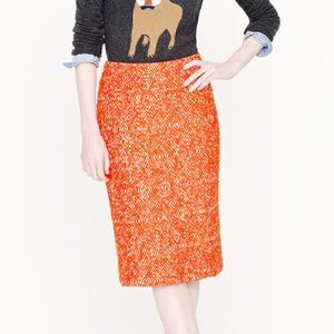 J. Crew Corkscrew Tweed No. 2 Pencil Skirt in Orange